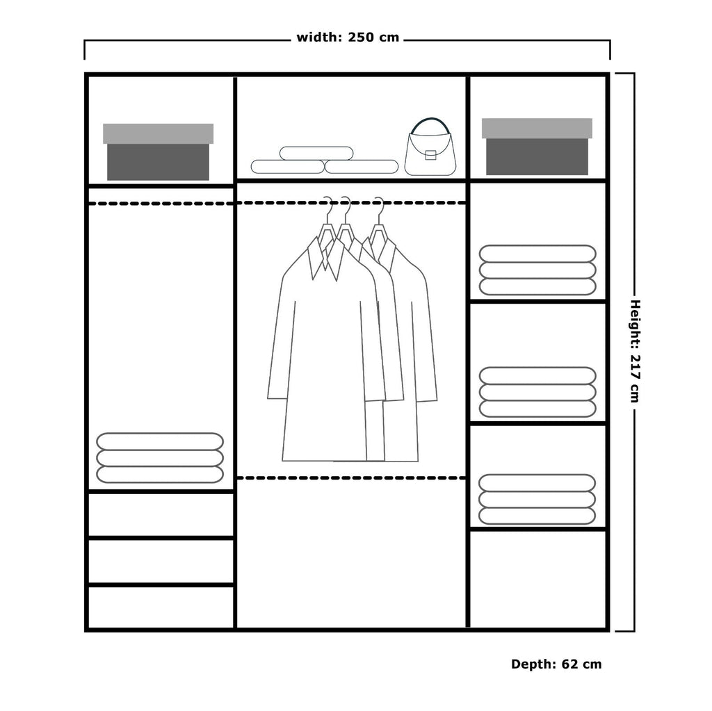 ETNA WHITE WARDROBE 250cm