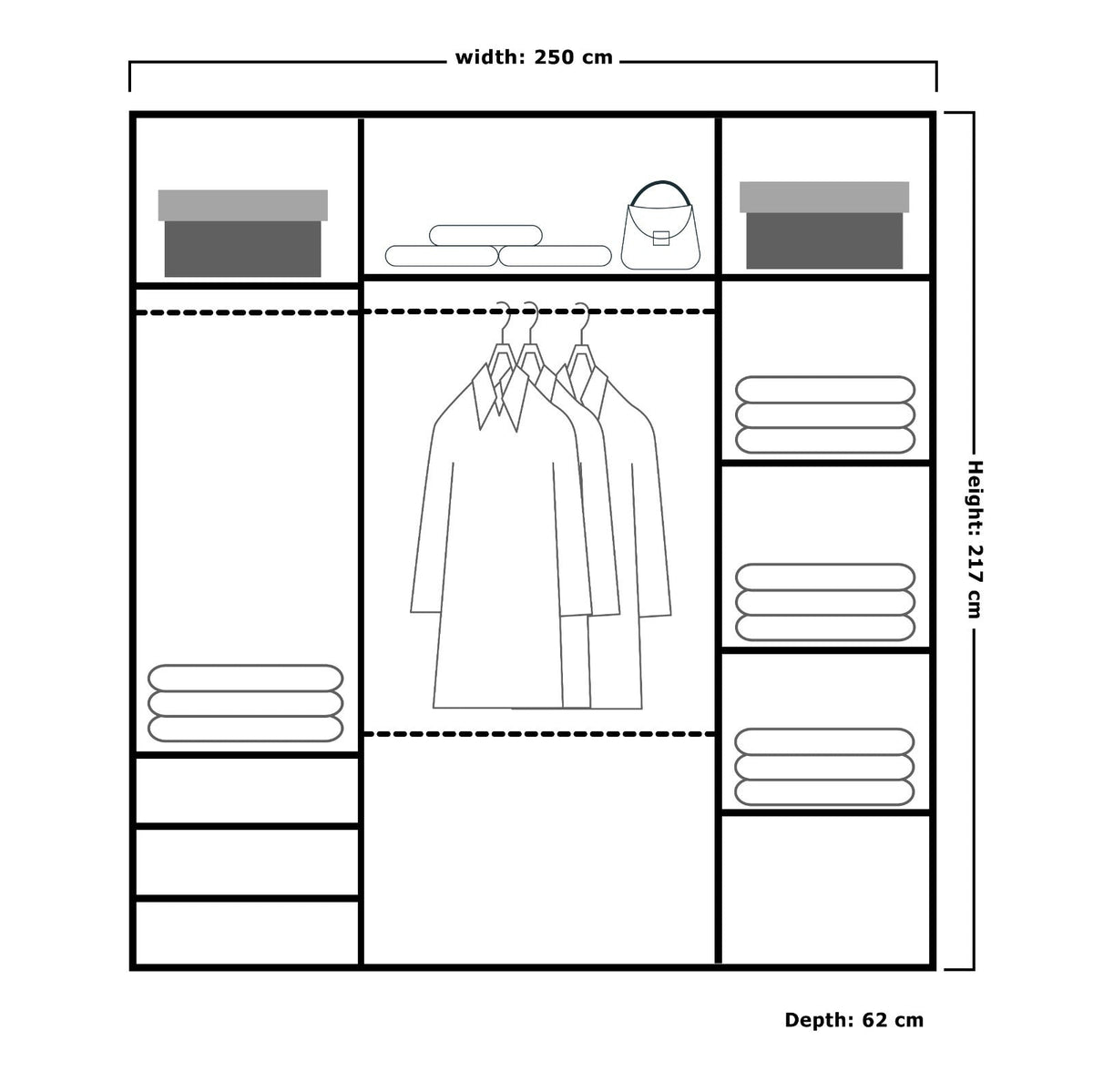 ETNA WHITE WARDROBE 250cm