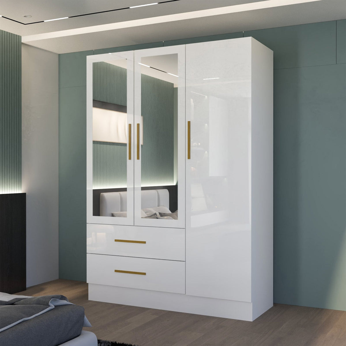 Lugano 3 Door High Gloss Wardrobe