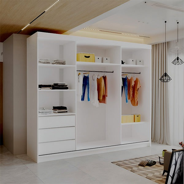 LATVIA WHITE 250CM SLIDING DOORS WARDROBE