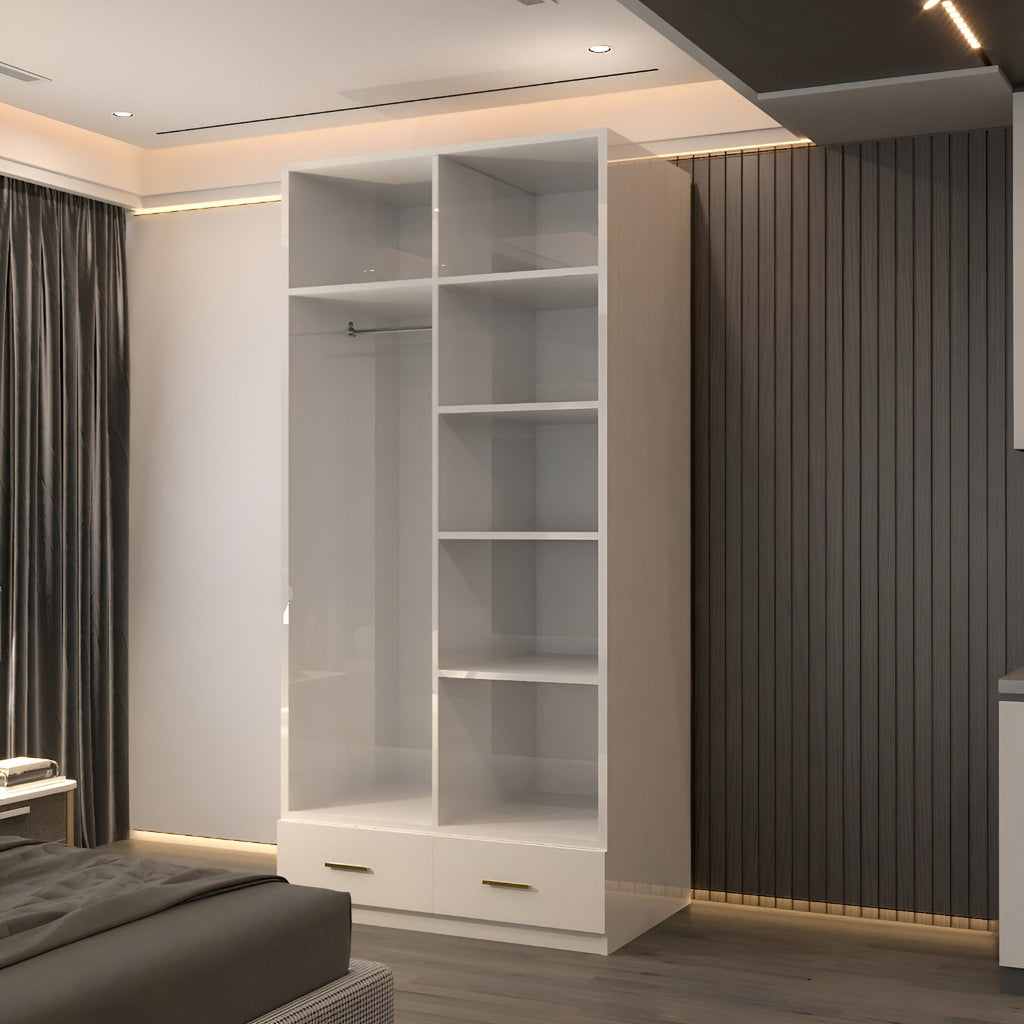 Lugano 2 Door 90cm High Glass Wardrobe