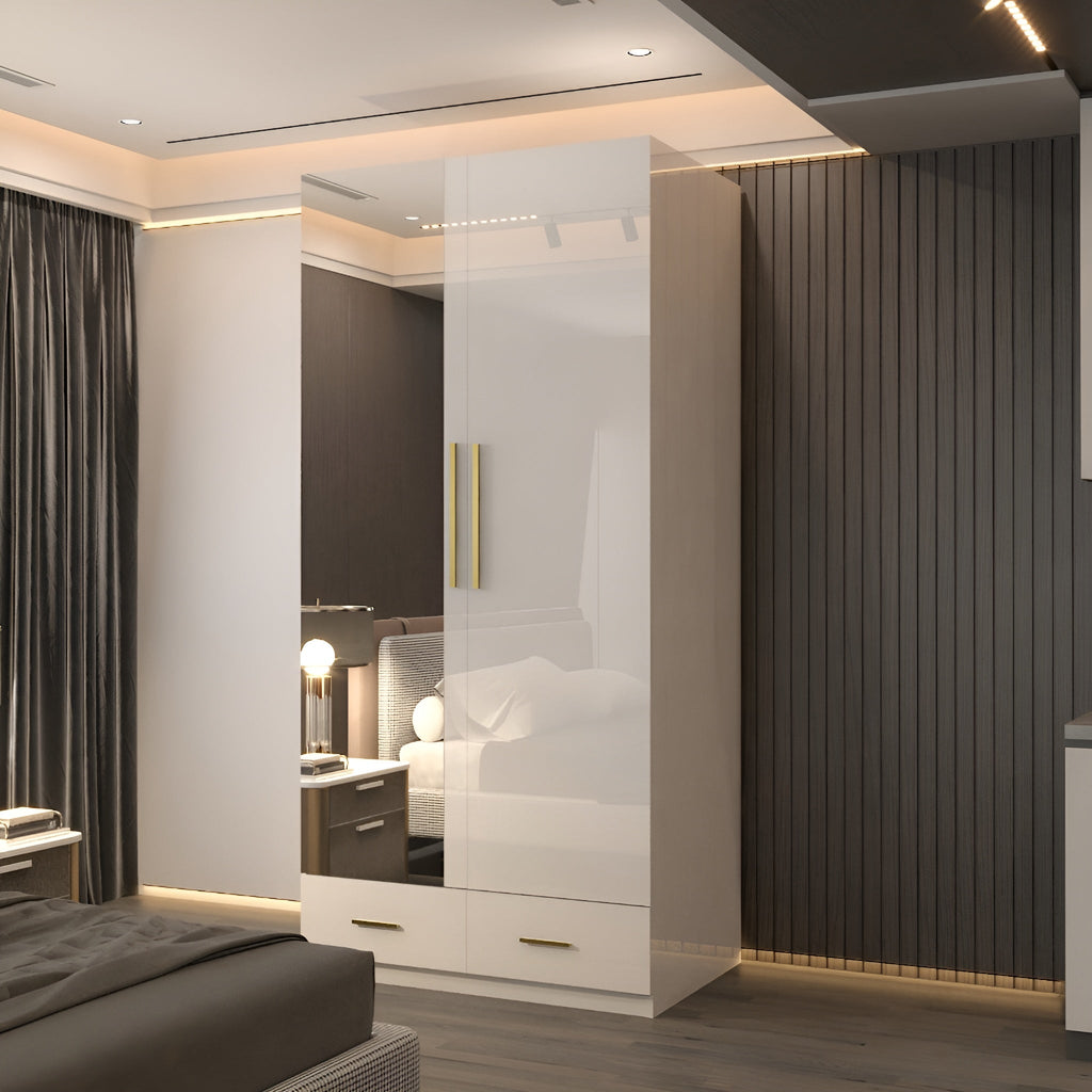 Lugano 2 Door 90cm High Glass Wardrobe