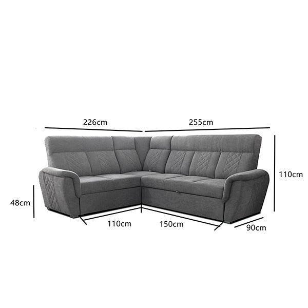 SELLY GREY LARGE CORNER SOFA