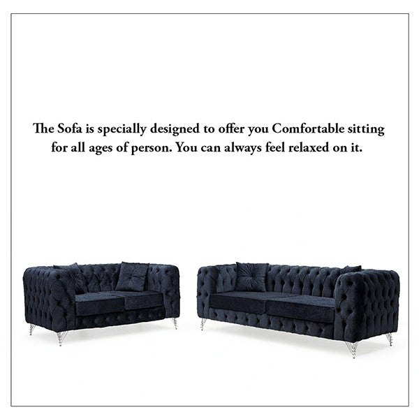 Chicago Black 3+2 Chesterfield Sofa Set