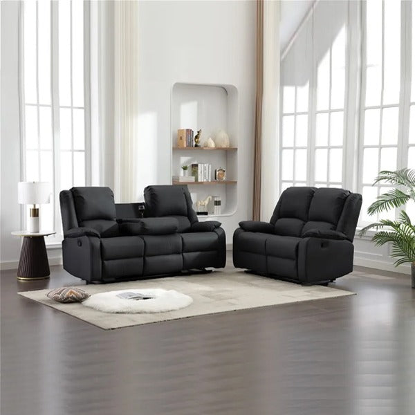 Chicago Pu Recliner Black 3+2 Sofa Set