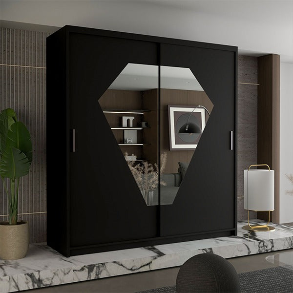 DIAMOND WHITE WARDROBE 150cm/203cm