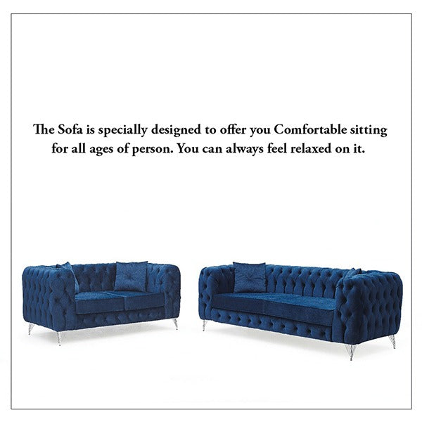 Chicago Blue 3+2 Chesterfield Sofa Set