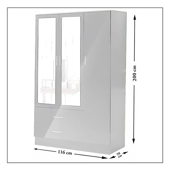 Bobby White 3 Door High Gloss Wardrobe