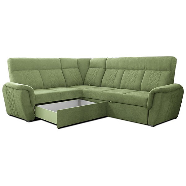 SELLY GREEN LARGE CORNER SOFA BED