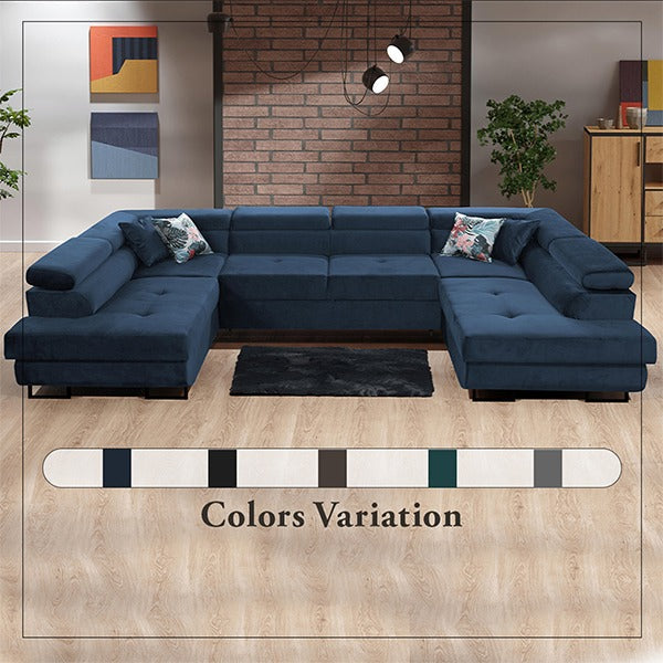 BLUE U-CORNER SOFA BED