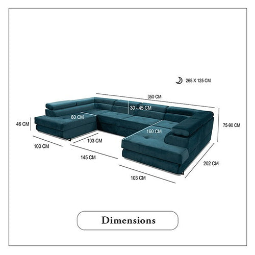 BLUE U-CORNER SOFA BED