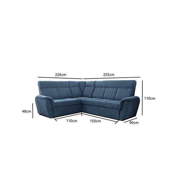 SELLY BLUE LARGE CORNER SOFA BED