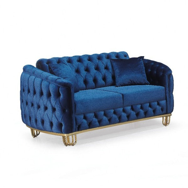 Lux Blue Chesterfield Sofa Set