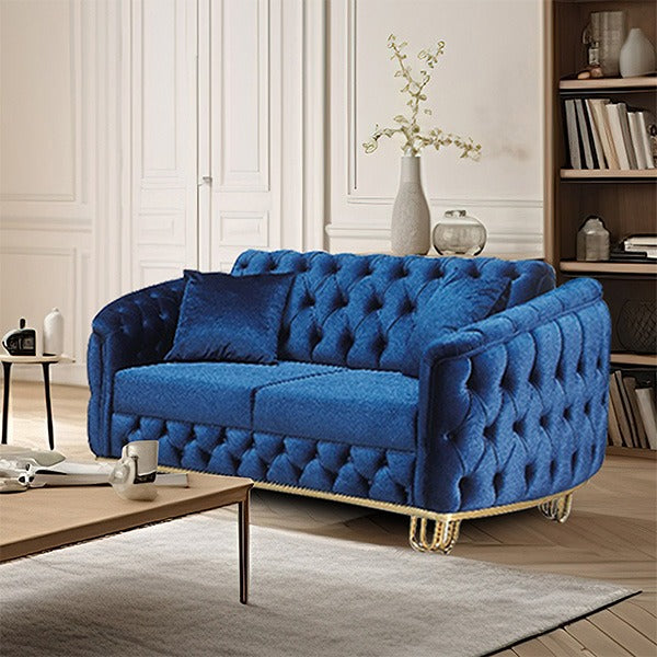 Lux Blue Chesterfield Sofa Set