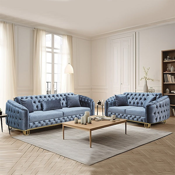Lux Black Chesterfield Sofa Set