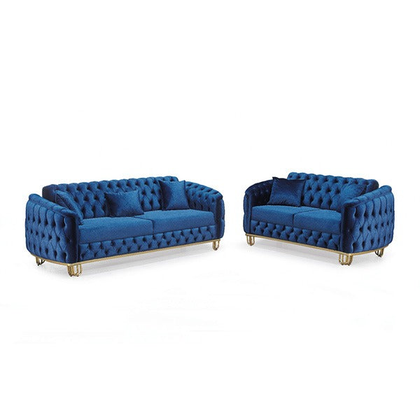 Lux Blue Chesterfield Sofa Set