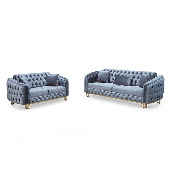 Lux Grey Chesterfield Sofa Set