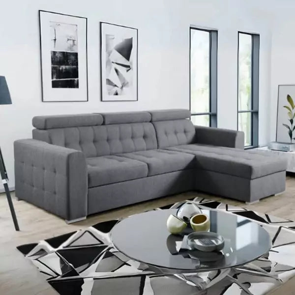LYON L SHAPED SOFA SET BROWN