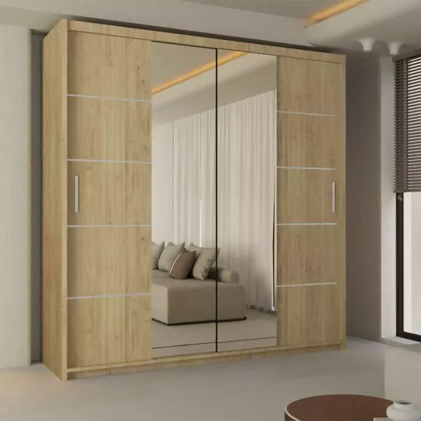 LISBON SLIDING DOOR WARDROBE WHITE 120cm/150cm/180cm/203cm