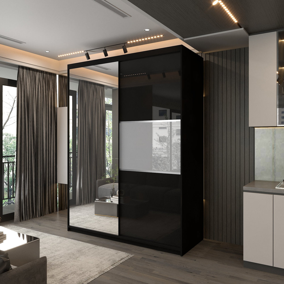 MANHATTAN BLACK HIGH GLOSS 120/150/200/250CM