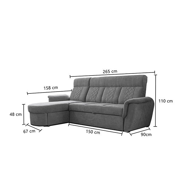 SELLY GREY SMALL SOFA BED