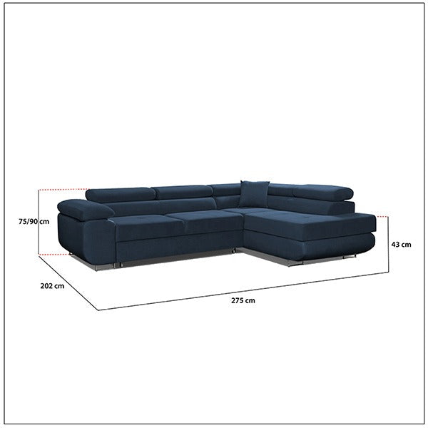 LIDO Blue Corner Sofa Bed
