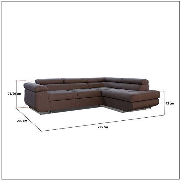 LIDO Brown Corner Sofa Bed