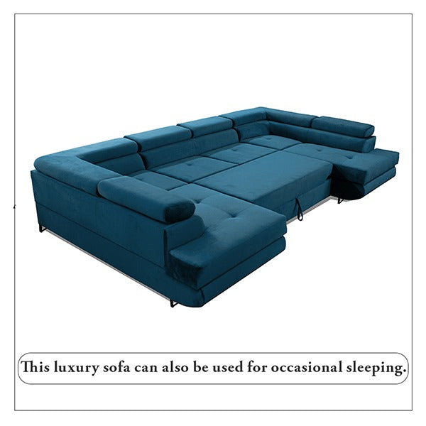 BLUE U-CORNER SOFA BED
