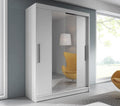 Vista 01 Sliding Mirror Door Wardrobe 150cm in White Matt