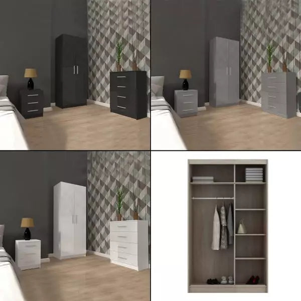 Bobby Black 3 Piece Wardrobe Set
