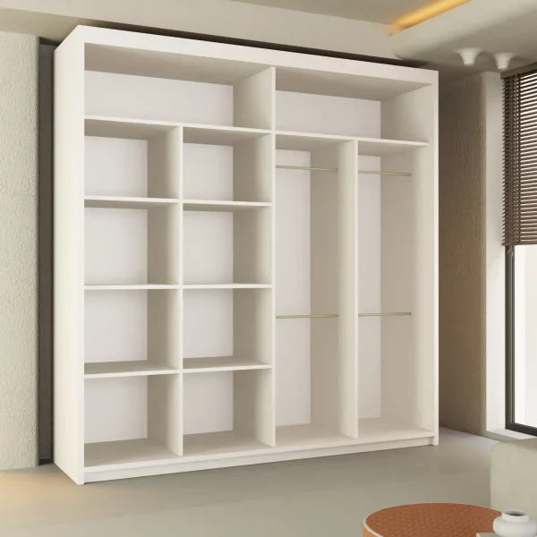 LISBON SLIDING DOOR WARDROBE WHITE 120cm/150cm/180cm/203cm