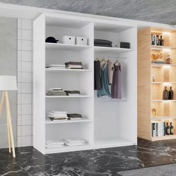 Estonia 2 Door Sliding Wardrobe White 150/203cm